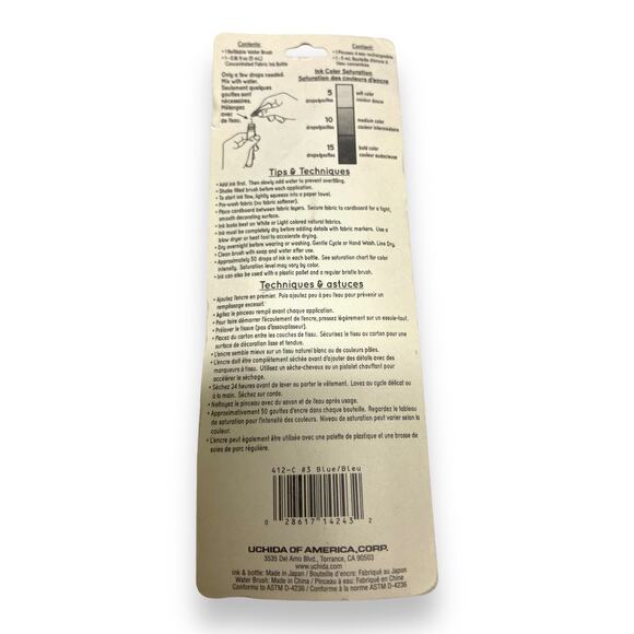 Marvy Uchida Fabri-Ink Water Brush Watercolor Paint Blue Ink 412-C03 NEW - Picture 3 of 3